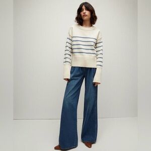 Veronica Beard Cream and Blue Striped Sweater
